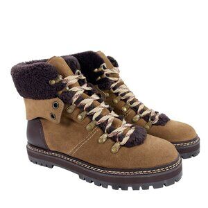 See by Chloe Eileen Low shearling Hiker Boots US 10/EU 40 Suede/Calfskin Brown